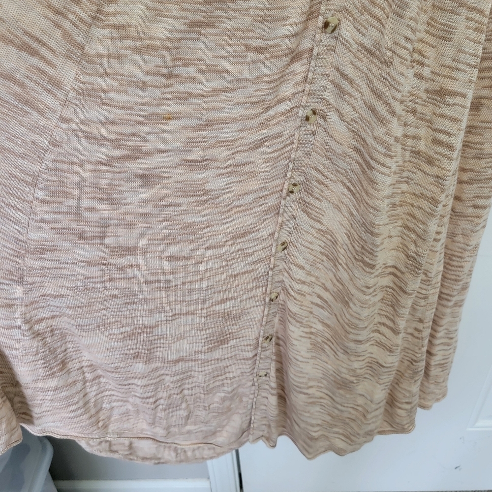 Free People Space Dye Open Knit Crochet Button Front Midi Dress Tan Cream XS - Picture 5 of 10
